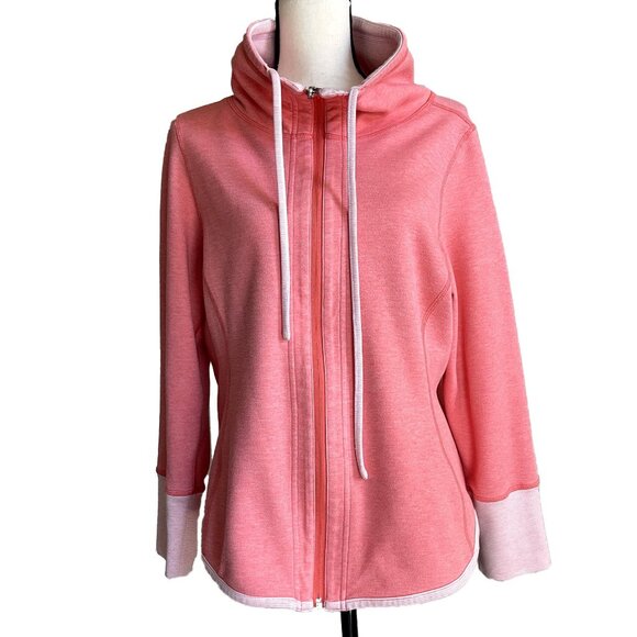 TOMMY BAHAMA Sport Sun Fade Coral Pink Full-Zip Sweatshirt Women’s Large - Picture 1 of 11